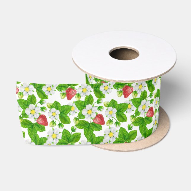 Ruban En Satin Jardin aux fraises (Bobine)