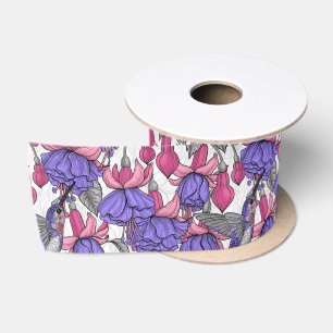 Ruban En Satin Jardin des colibris en rose et rose