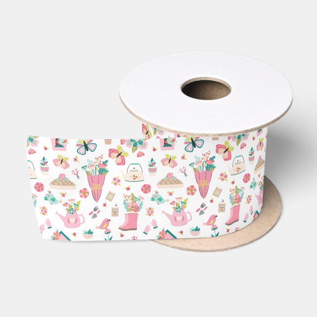 Ruban En Satin Jardin du printemps (Bobine)