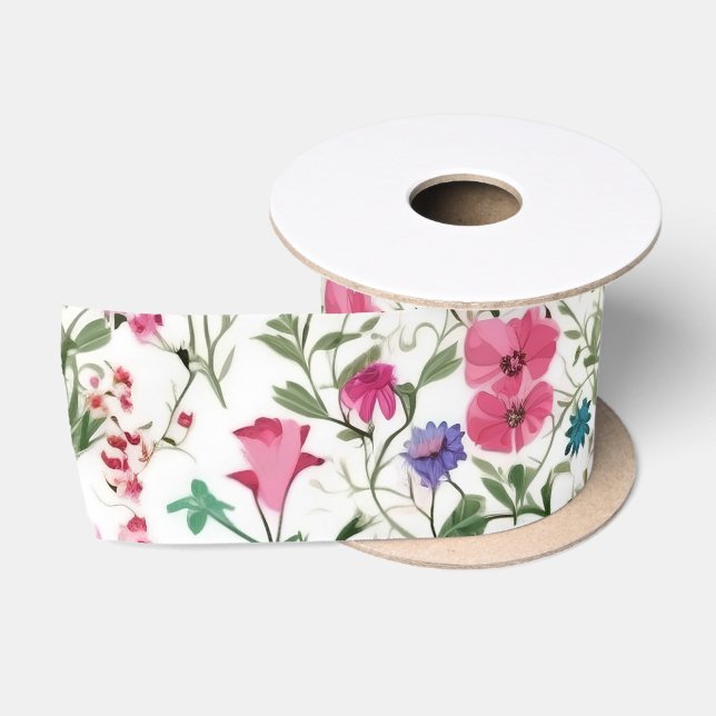 Ruban En Satin Jardin Fleur sauvage d'été (Bobine)