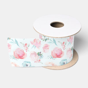 Ruban En Satin Jardin Floral rose Peony Motif Mariage