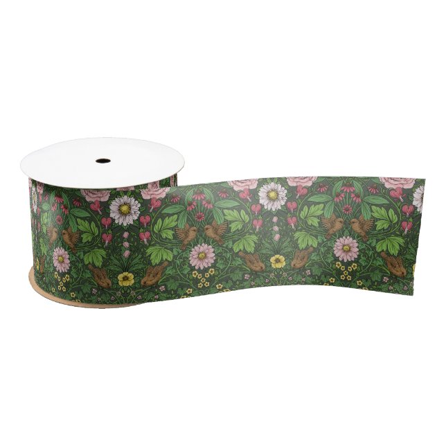 Ruban En Satin Jardin sauvage en vert (Bobine)