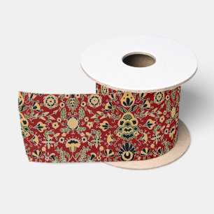 Ruban En Satin Jaune folklorique de broderie, vert, noir sur