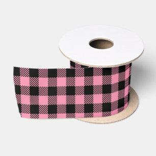 Ruban En Satin Joli Buffle rose Et Noir Plaid