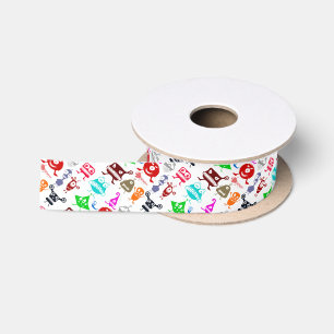 Ruban En Satin Joli coloré drôle monstres motifs