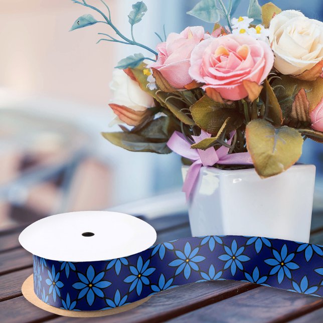 Ruban En Satin Joli Fleur Marine Bleu Fille Fille Fleur Flore (Créateur téléchargé)