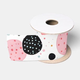 Ruban En Satin Joli motif à pois blanc