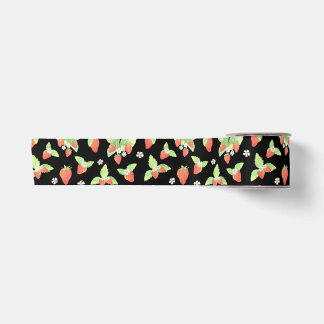 Ruban En Satin Joli motif botanique aquarelle de fraise