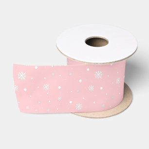 Ruban En Satin Joli Pastel Pink Snowflake Motif Noël