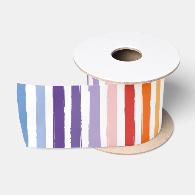 Ruban En Satin Joli Rainbow Stripe Motif Anniversaire (Bobine)