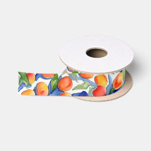 Ruban En Satin Jolie Adulte Fruit Été Peach Aquarelle