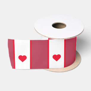 Ruban En Satin Jolis Cœurs Rouges Saint-Valentin Lignes Blanches