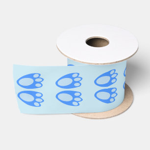 Ruban En Satin Jolis pieds de lapin bleu bébé garçon motif de Pâq