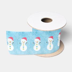 Ruban En Satin Jolly Christmas Holiday Snowman avec Casquette Pèr