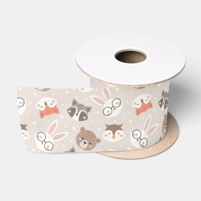 Ruban En Satin Jote Motif d'animaux de bois (Bobine)