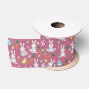 Ruban En Satin Jote rose lapin lapin de Pâques Motif