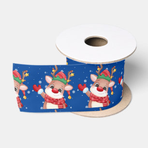 Ruban En Satin Jote Rudolph Le Nose Rouge Reindeer Noël