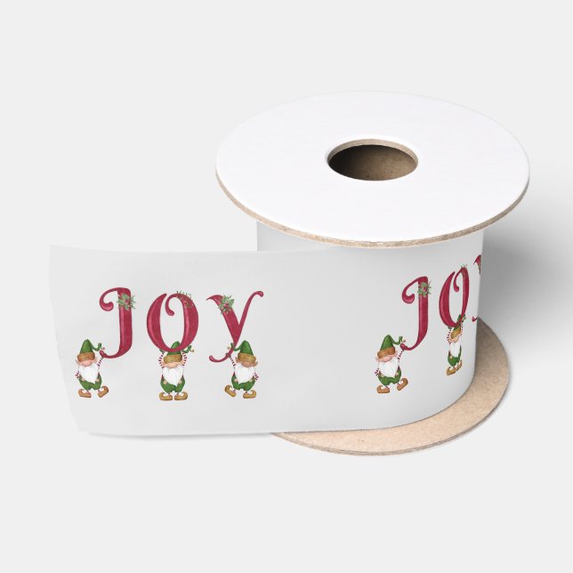Ruban En Satin JOY Christmas Elves tenant des Lettres (Bobine)