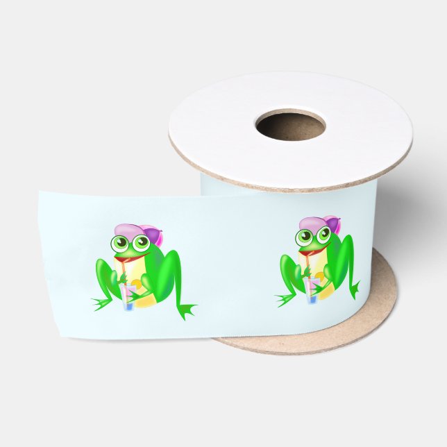 Ruban En Satin Joyeuse Grenouille de fête (Bobine)