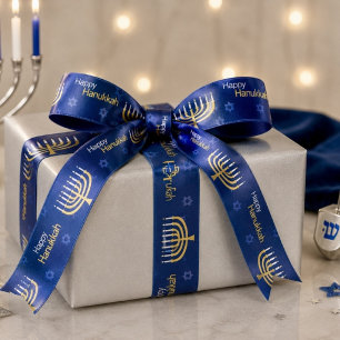 Ruban En Satin Joyeuse Hanukkah Menorah