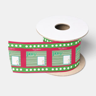 Ruban En Satin Joyeuses Fêtes, Joy Joyeux Noël GreenRibbon