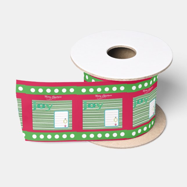 Ruban En Satin Joyeuses Fêtes, Joy Joyeux Noël Ruban Rouge (Bobine)