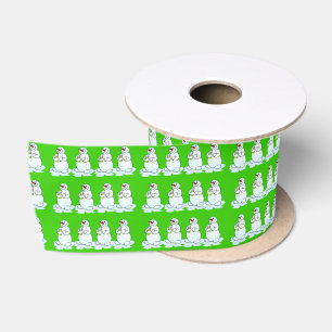 Ruban En Satin Joyeuses Fêtes, Joyeux Noël Green Snowman