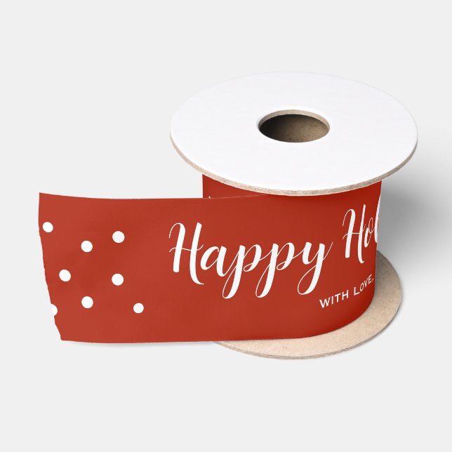 Ruban En Satin Joyeuses Fêtes Personnalisées (Bobine)