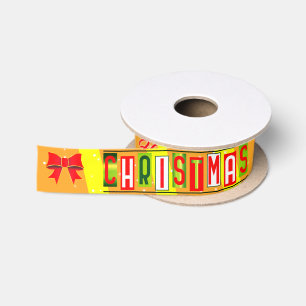 Ruban En Satin Joyeuses fêtes / Ruban de Noël - Jaune