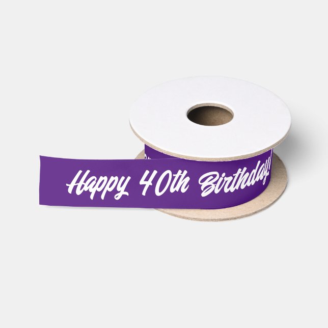 Ruban En Satin Joyeux 40e anniversaire personnalisé ruban cadeau  (Bobine)