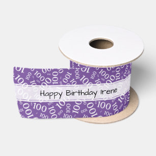 Ruban En Satin Joyeux anniversaire" 100 Motif aléatoire violet/bl