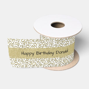 Ruban En Satin Joyeux Anniversaire 30 Motif de nombres en or et b
