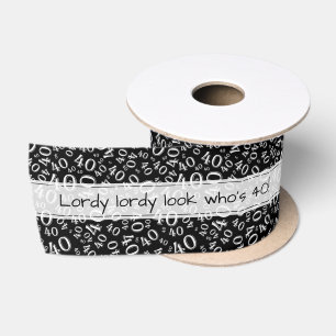 Ruban En Satin Joyeux Anniversaire" 40 Motif Numérique Noir/Blanc
