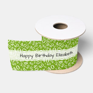 Ruban En Satin Joyeux Anniversaire" 40 Nombre Motif Vert/Blanc