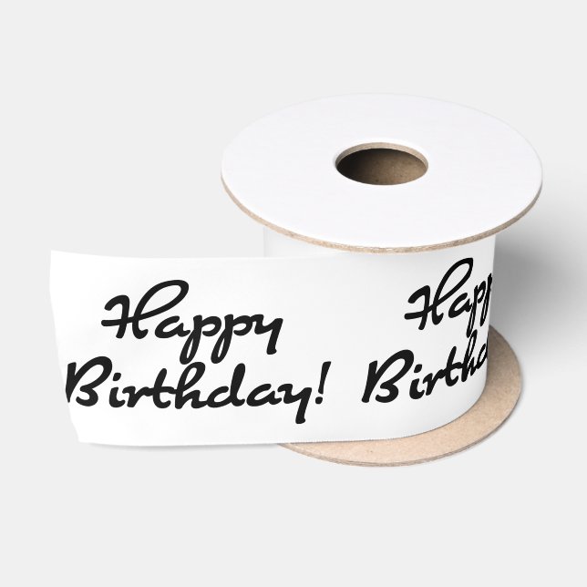 Ruban En Satin Joyeux Anniversaire noir Script (Bobine)