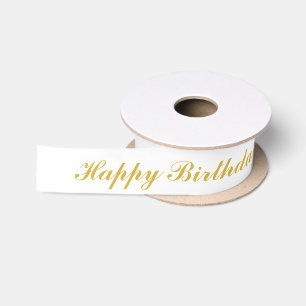 Ruban En Satin Joyeux Anniversaire Nom Personnalisé Écriture Doré