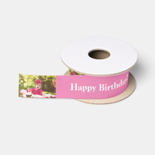 Ruban En Satin Joyeux anniversaire Photo personnalisée et nom bla
