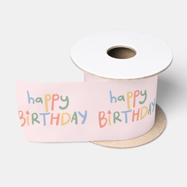 Ruban En Satin Joyeux anniversaire Pink Pastel Jeux pour enfants  (Bobine)
