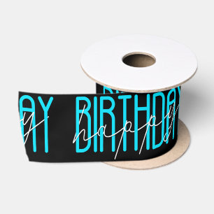 Ruban En Satin Joyeux Anniversaire Sur Noir