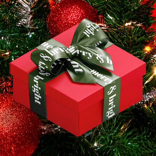 Ruban En Satin Joyeux et vert clair classique #1A4301 (Classic Merry & Bright Green Color #1A4301 Satin Ribbon)