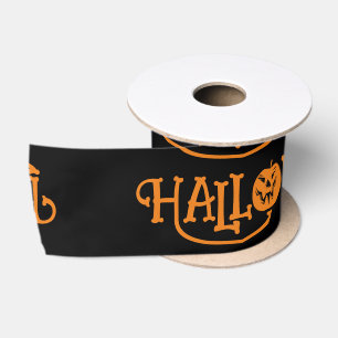 Ruban En Satin Joyeux Halloween noir orange