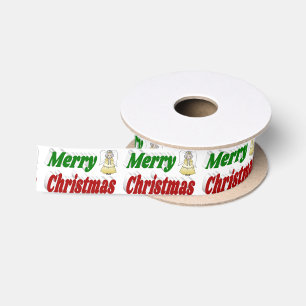 Ruban En Satin Joyeux Noël Angel rouge vert typographie