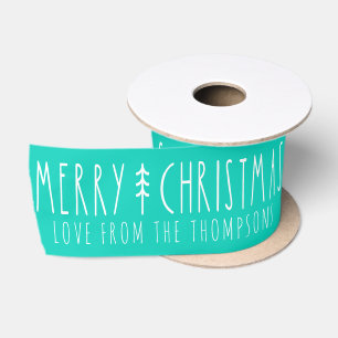 Ruban En Satin Joyeux Noël Arbre moderne Nom personnalisé