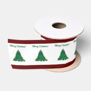 Ruban En Satin Joyeux Noël Art Moderne Cute Petit Arbre