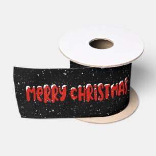 Ruban En Satin Joyeux Noël avec des flocons de neige