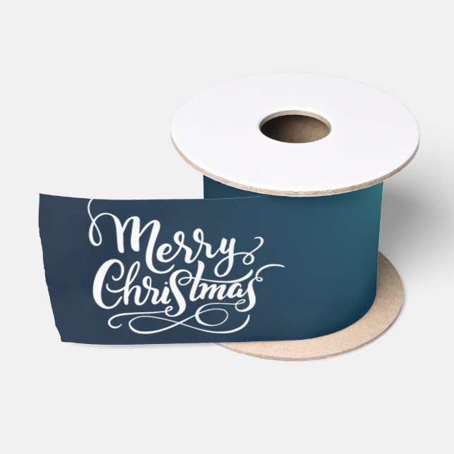 Ruban En Satin Joyeux Noël blanc, Noël vert (Bobine)