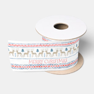 Ruban En Satin Joyeux Noël de Reindeer Nordique