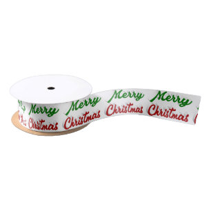 Ruban En Satin Joyeux Noël écriture rouge et vert