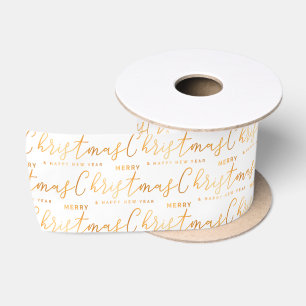 Ruban En Satin Joyeux Noël en lettres Word Art blanc et or