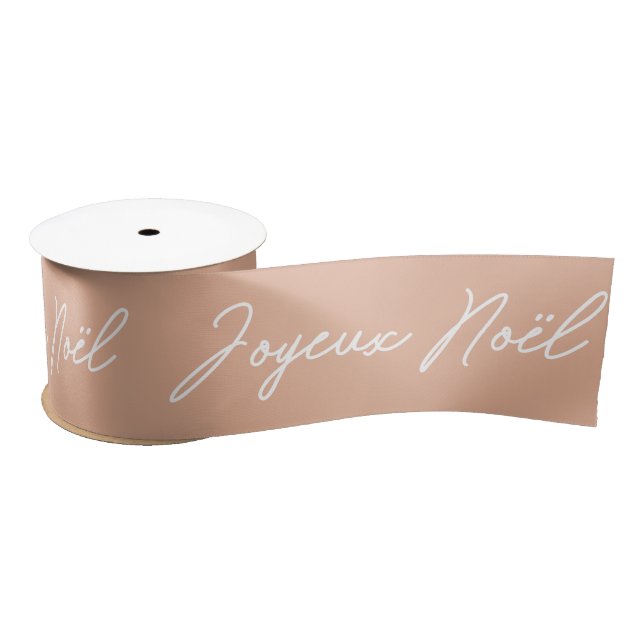 Ruban En Satin Joyeux Noël Français Joyeux Noël rose et blanc (Bobine)
